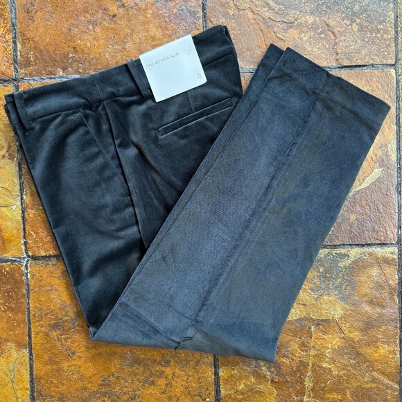 LOFT Riviera Slim Black Velvet Pants, Women's Size 8 - Picture 1 of 5